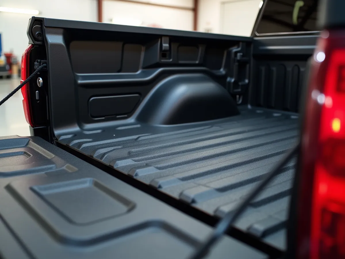 A molded drop-in bed liner seated along the side wall of a pickup truck bed