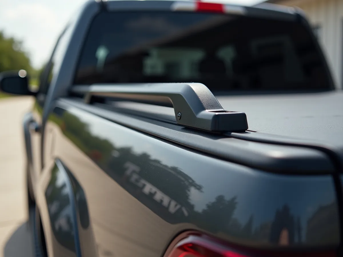 Bed rails fitted alongside a tonneau cover on a pickup truck